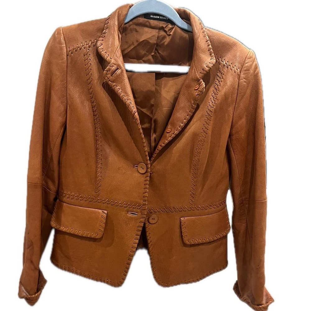Ellen Tracy Western Brown Leather Jacket
